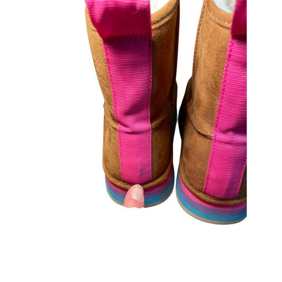 Steve Madden Girl 13 Jtoasty Stripe Brown Camel Cognac Platform Boot Pink Purple - Picture 13 of 14